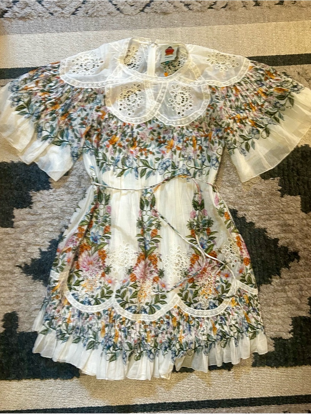 FarmRio Off-White Sweet Bloom Bouquet Mini Dress - Picture 4 of 5